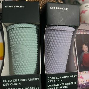 Starbucks Tumbler keychains - mint and lilac